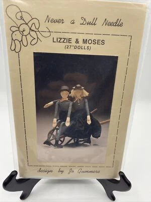 Never a Dull Needle Sewing Pattern Lizzie and Moses 27" Doll Making 1991 NEW