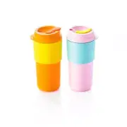 2 - NEW Tupperware Eco To Go 16 oz Cups. Dream and Papaya, with Sleeve