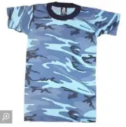 2 Pieces Kids Sky BlueT-Shirt Short Sleeve Army Childrens T-Shirt Size S(6-8)