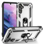 For Samsung Galaxy A34 5G Case, Shockproof with Holder, Silver