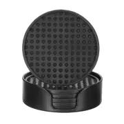 6pcs Silicone Drink Coasters with Holder for Desk Furniture Protection Black