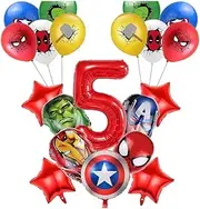 Ctxtqtdt Supe-helden Balloons Birthday Set 5 Years Boy, Ma-vel Birthday Decoration Foil Balloon, Birthday Party Decoration Balloons Set for Children (5)