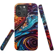 For iPhone 16 Pro Max Case Protective MagSafe Compatible Cover Swirling Paint