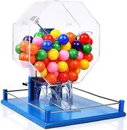 Auto Bingo Cage with Manual Lottery Drum, Deluxe Bingo Set Includes 100 Balls, Random Ball Selection for Fair Play, Perfect for Large Groups, Parties, Fundraisers, and Events