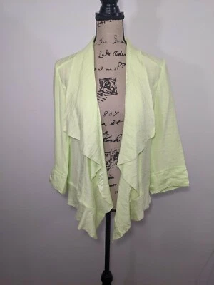 $109 Chico's Size 1 Medium Drape Front High Low Jacket Green Casual Career Work