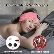 Catzon Music Headband Bluetooth 5.0 Headphones HD Stereo for Workout-Pink