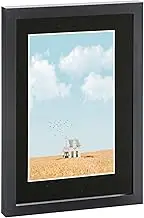 1x Black A4 (8" x 12") Photo Frame with Black A5 Mount - Glass Home Kitchen Picture Wall Hanging Landscape Display with Stand - By Nicola Spring