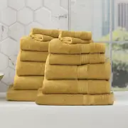 14pc Renee Taylor Stella Bath Towel/Mat Set Soft Bamboo Cotton 650 GSM Mustard