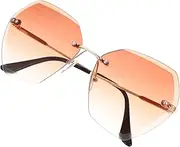 [Minkissy] Funny Rimless Sunglasses Adult Birthday Party Glasses Material Lightweight Decorative Gradient Lens