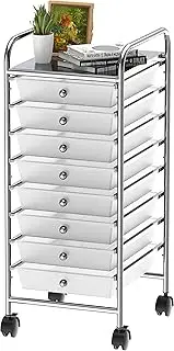SimpleHouseware 8 Drawer Craft Storage Cart Trolley, Chrome