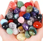 QINJIEJIE 1.76LBS/800G Polished Stones Tumbled Crystals Bulk Natural Colored Gemstones Irregular Chakra Quartz Rocks Set Decorative Landscape Stone for Vase Reiki Home Decor Energy Therapy Gifts
