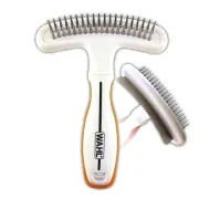 Wahl 2-In-1 Combination Double Row Pet Rake with Hair Shedding Blade for Dog or
