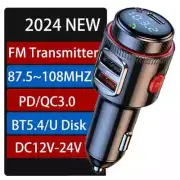 NEW Bluetooth 5.4 FM Transmitter Car Radio Adapter for Wireless Hands-Free Phone