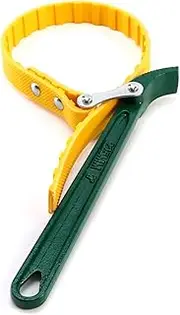 QWORK 9" Belt Strap Wrench, Oil Filter Strap Wrench Opener Wrench with Multi-Purpose Adjustable Strap, 1 Pack