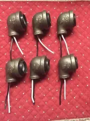 LOWEST PRICE!!! 6 Industrial/Iron Elbow Lamp/Light Sockets 1-1/4"x1/2" FREE SHIP