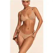 Stone Textured Bead Trim Tie Side Bikini Bottoms, Stone