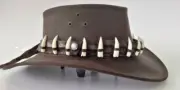 17 genuine crocodile teeth Buffalo leather hat Dundee Australian made Jacaru
