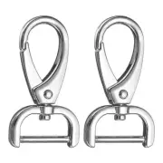 2Pcs Detachable Snap Hook Swivel Clasp 3/4" D Ring Lobster Claw Clasps Silver