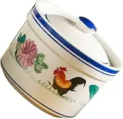 CRILSTYLEO Ceramic Soup Cup Rooster Stew Pot Bird's Nest Dessert Bowl Lid Kitchenware