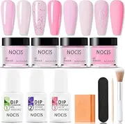 NOCIS 4 Colors Nail Dipping Po er Set Nail Art Starter Kit Dip Po er Fast-Drying No/LED Nail Lamp Needed with Base Top Coat Activator for Home DIY S n Nail Art