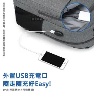 【J.S.優品】15.6吋 都會通勤 防震防潑水 外置USB充電口 多層大容量筆電包 後背包 CB2037S