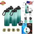 Double-Wall Vacuum Insulated Water Bottle - 4 Pack with Leak-Proof Straw Lid