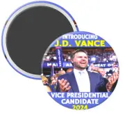 J.D. Vance 2024 Vice Presidential Candidate Campaign Pin-Back Button - 3" MAGNET