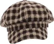 [FOMIYES] Cotton Plaid Beret Hat French Beret Beanie Artist Hat Retro French Style Adjustable Size Coffee