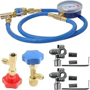 R134a AC Recharge Kit | AC Gauges R134a Automotive | Precise Automobile Wire Repair Tools | Automotive Air Conditioning Gauge Hose Set with Leak Detection, Precise Pressure Gauge for Car, Truck