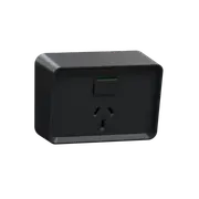 Clipsal Iconic Outdoor, Single, Switched socket outlet, horizontal, 10A, 250V, Black - O3015-BK