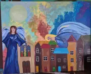 Angels painting on canvas original abstract By AC Zachary