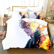 v33 Bed Sheets Anime Printed My Hero Academia Duvet Cover Pillowcase Bedding Set Double Twin Full Queen King Adult Bedclothes Quilt Cover 3-Piece Bedd