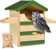 Wooden Owl Nesting Box with Bird Stand