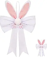 Easter Bows for Wreaths Decorations, Easter Tree Topper Bow with Bunny Ears Ear Hanging Bow Easter Bow Decorativ Rabbit