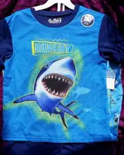 SHARK Pajamas Boy's size 12 NEW 3 piece Shirt Shorts Pants Pjs Set NWT Sharks
