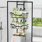 3-Tier Over-the-Door Shower Caddy, Hanging Basket with Hooks, Bathroom Organizer