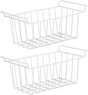 Freezer Baskets, 2 Pcs Metal Wire Storage Baskets with Handles, Overlapable Wire Baskets Organizer Storage Bins, Fit for Kitchen Cabinets, Pantry, Office, Bathroom Organization (XL 45*24.5*20cm)
