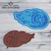 Flame with Wheel Cookie Cutter and Embosser - 5.1cm x 9.5cm