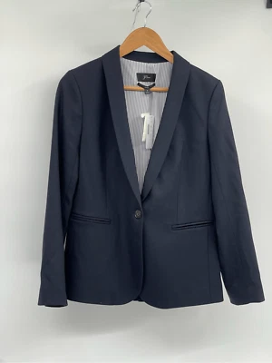 J. Crew Blazer Suit Jacket Parke Women Size 8 Navy Blue Wool New
