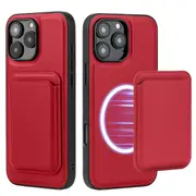 ZUSLAB for Apple iPhone 16 Pro Max Case Magnetic Detachable Card Holder Wallet Shockproof Heavy Duty Protective Cover (2024) - Red