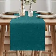 Modern Spring Table Runner, Washable, Linen Look, Table Runner, Water-Repellent, Table Runner for Dining Room, Party, Holiday Decoration (Teal, 40 x 140 cm)