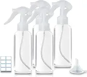 Fine Mist Empty Spray Bottle 100ml/3.5oz Clear Plastic Refillable Small Perfect for Beauty Perfumes Essential oils Water & More (4 Pack)