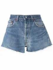 [Re/Done] Re/Done-Shorts In Denim A Taglio Vivo-Donna 28