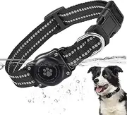 Airtag Dog Collar, 100% Waterproof Integrated Apple Air Tag Dog Collars, Reflective GPS Dog Collar with Hard PC AirTag Holder Case for Small Medium Large Dog (Black)