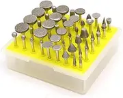 50 Pieces Diamond Burrs Grinding Bit Set, 120 Grit Rotary Tool Accessory 1/8 Inch Shank with Box Universal for Jewelry Stone Metal Ceramics Engraving Carving