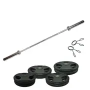 Total 114kg - 150cm Olympic Barbell Bar Weight Set - Rubber Coated Weight Plate