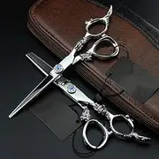 Professional Hair Cutting Shears, 6 inch Japan 440c gem Dragon Haircut thinning Shears Cutting Barber Hairdressing Scissors Set