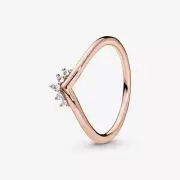 Pandora Rose 14K Gold With CZ Tiara Wishbone Stackable Ring 188282CZ-58 Size 8.5