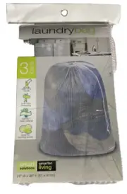 Smart Design Mesh Laundry Bag w/ Handle & Push Lock Drawstring, Holds 3 Loads