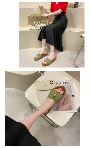 FB3198 韓版新款時尚小香風一字拖鞋